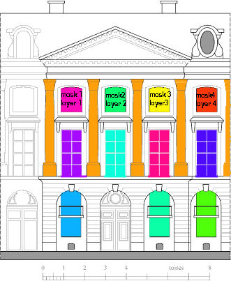 how can you draw that in arena 4.1 with mask ? each color is a mask and picture comes from a specific layer