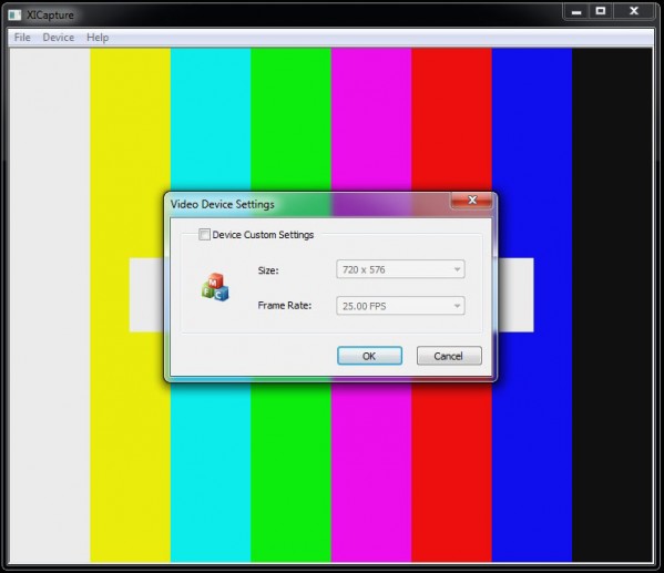 Video Format 'default'(?) settings at 25.000 fps