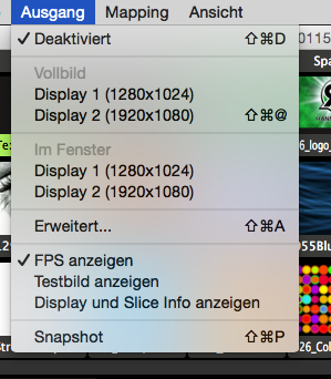 Screenshot of the german menu